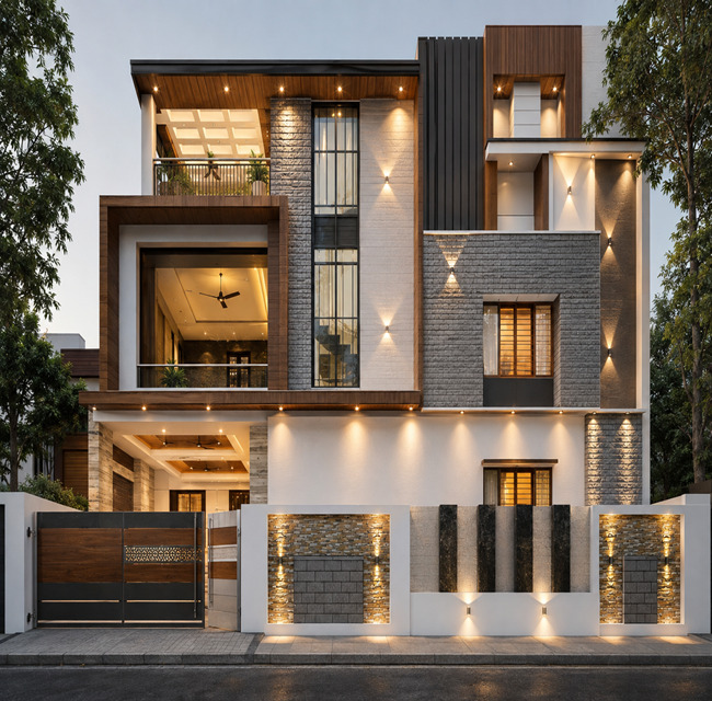 Architecture and exterior design project by Amandeep Interiors